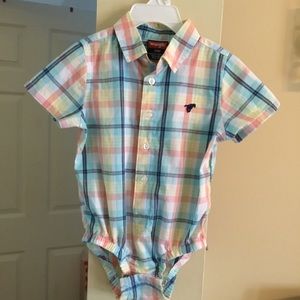 Wrangler boy button down one piece, 24 mos., EUC
